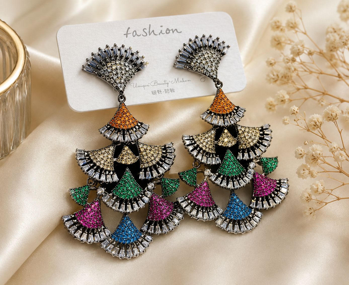 Zirconia Fan Earrings
