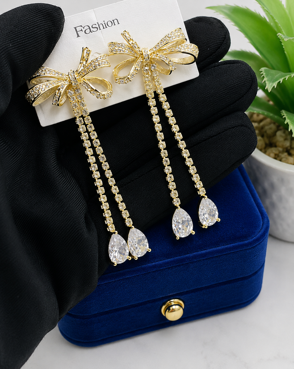 Celeste Zirconia Bow Earrings