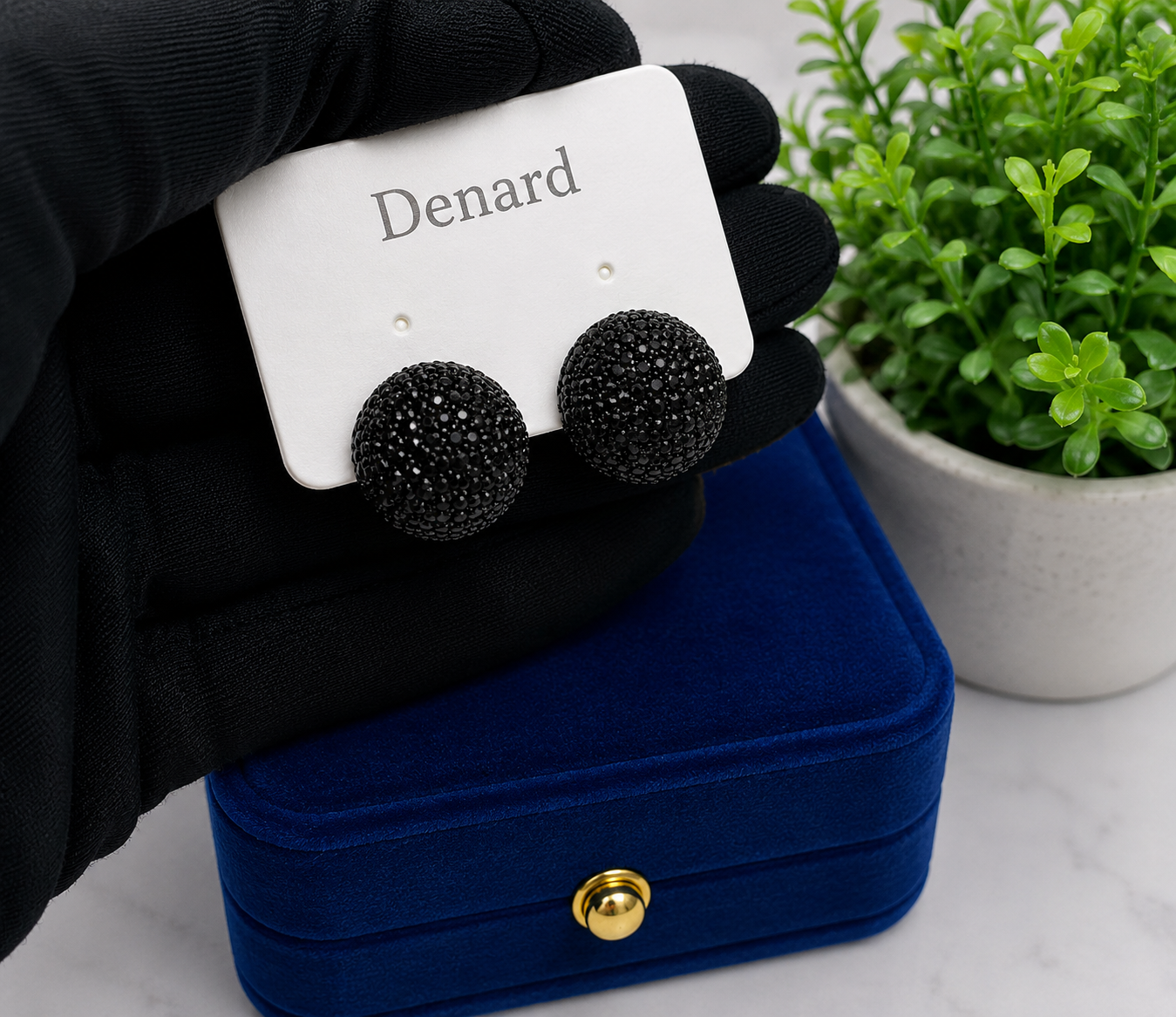 Noir Zirconia Ball Stud Earrings