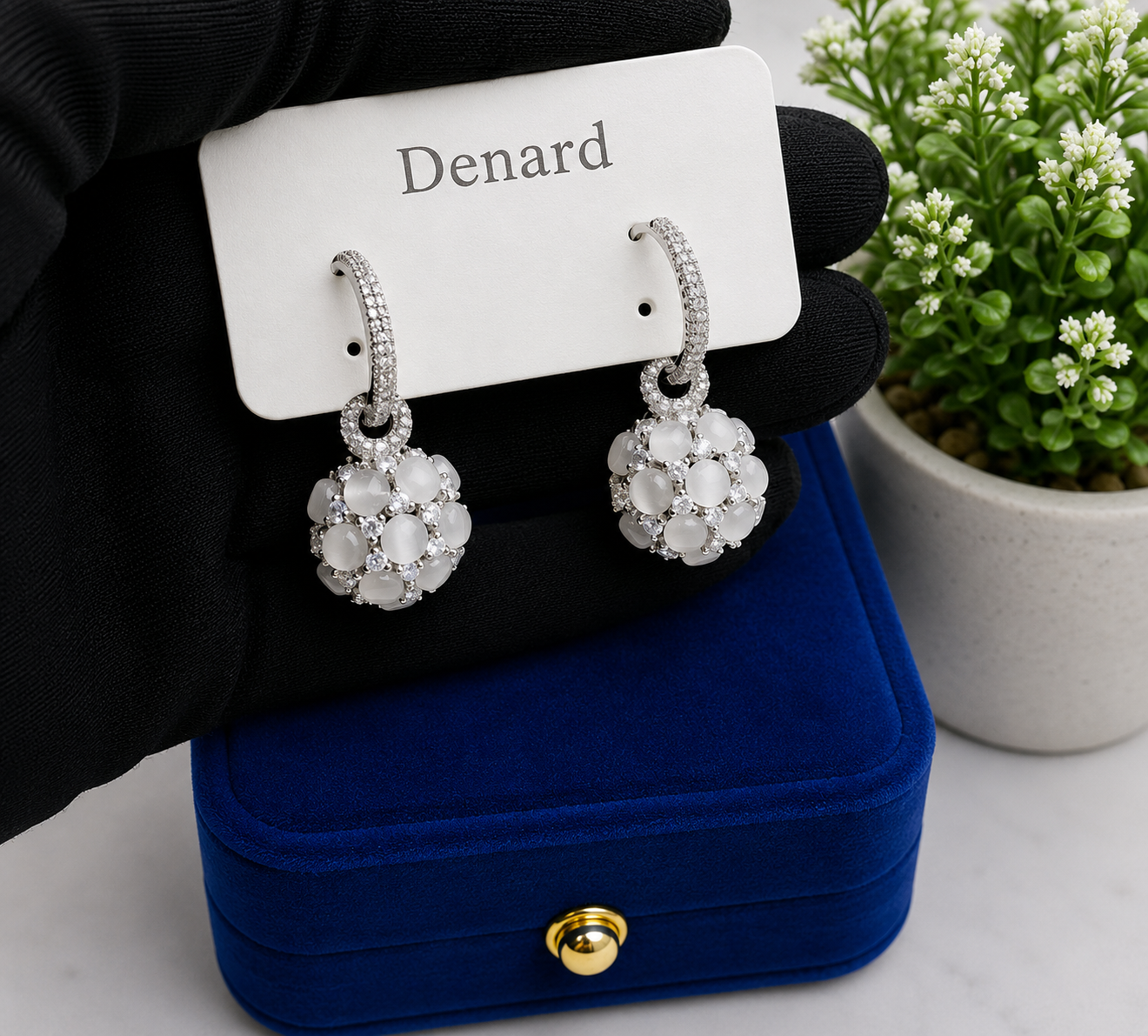 Pearl Bloom Detachable Hoop Earrings - Silver