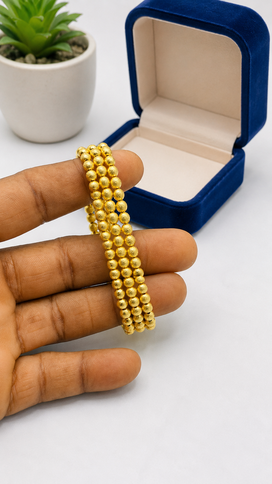 Gold Beaded 3-Piece Bracelet Set