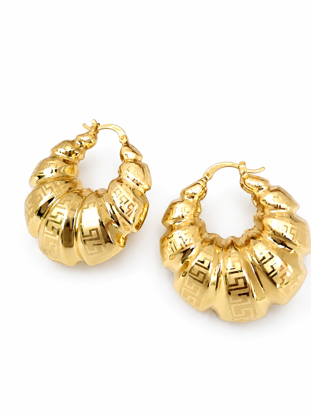 Gold Statement Shell Hoop Earrings