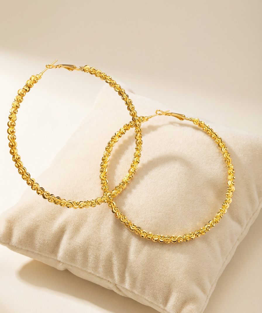 Gold Beaded Hoop Earrings
