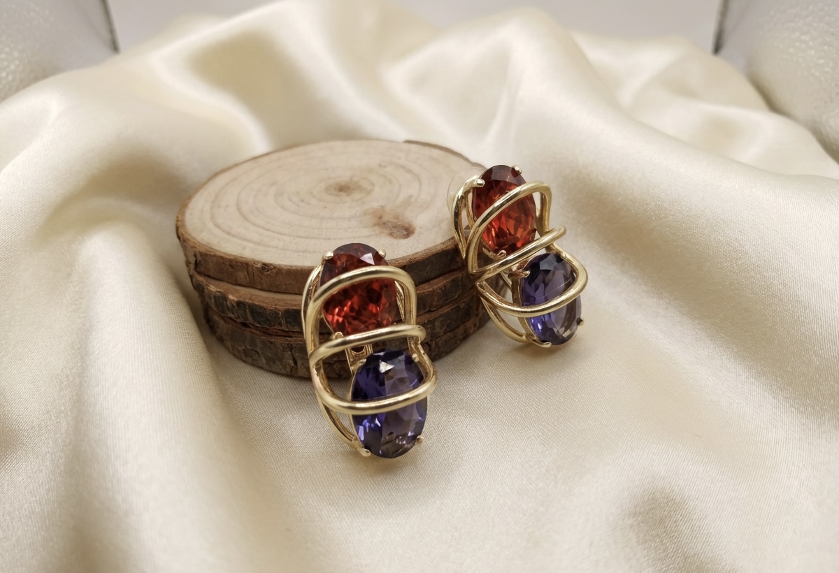 Gemstone Gold Statement Earrings