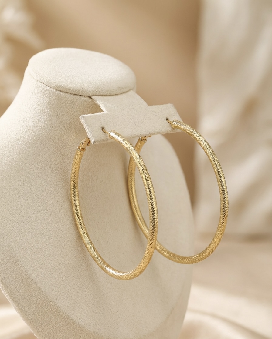 Gold Textured Hoop Earrings