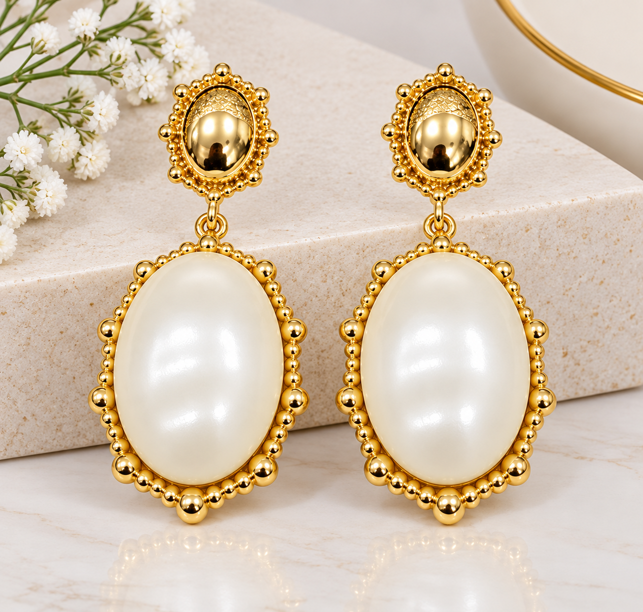 Gold-Tone Pearl Drop Earrings