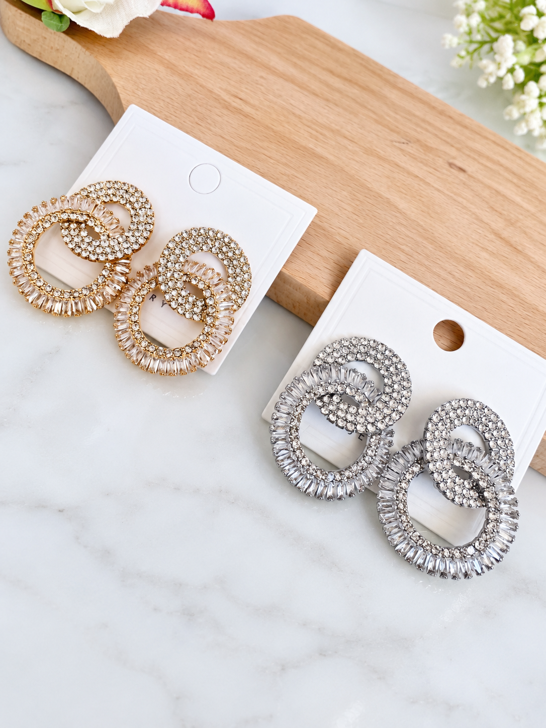 Crystal Double Circle Drop Earrings