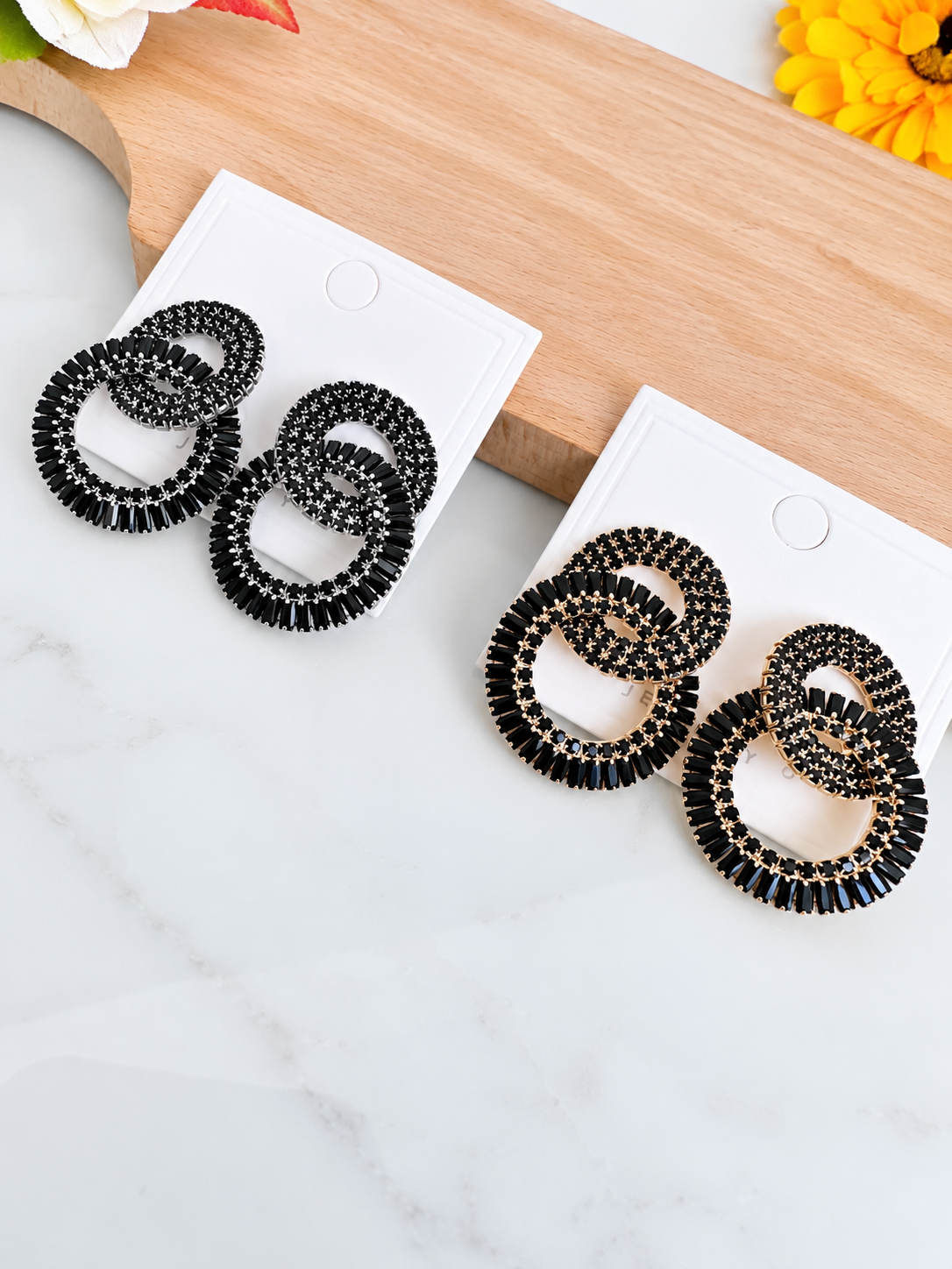 Crystal Double Circle Drop Earrings