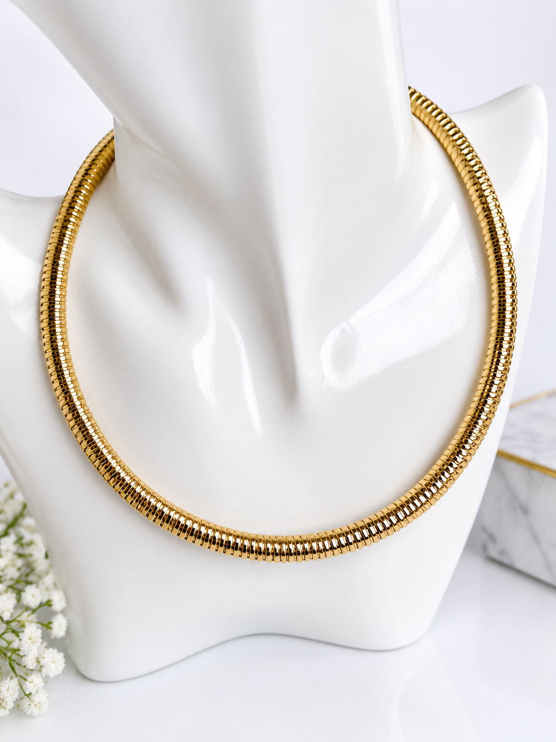 Gold-Tone Ribbed Cord Chain Necklace