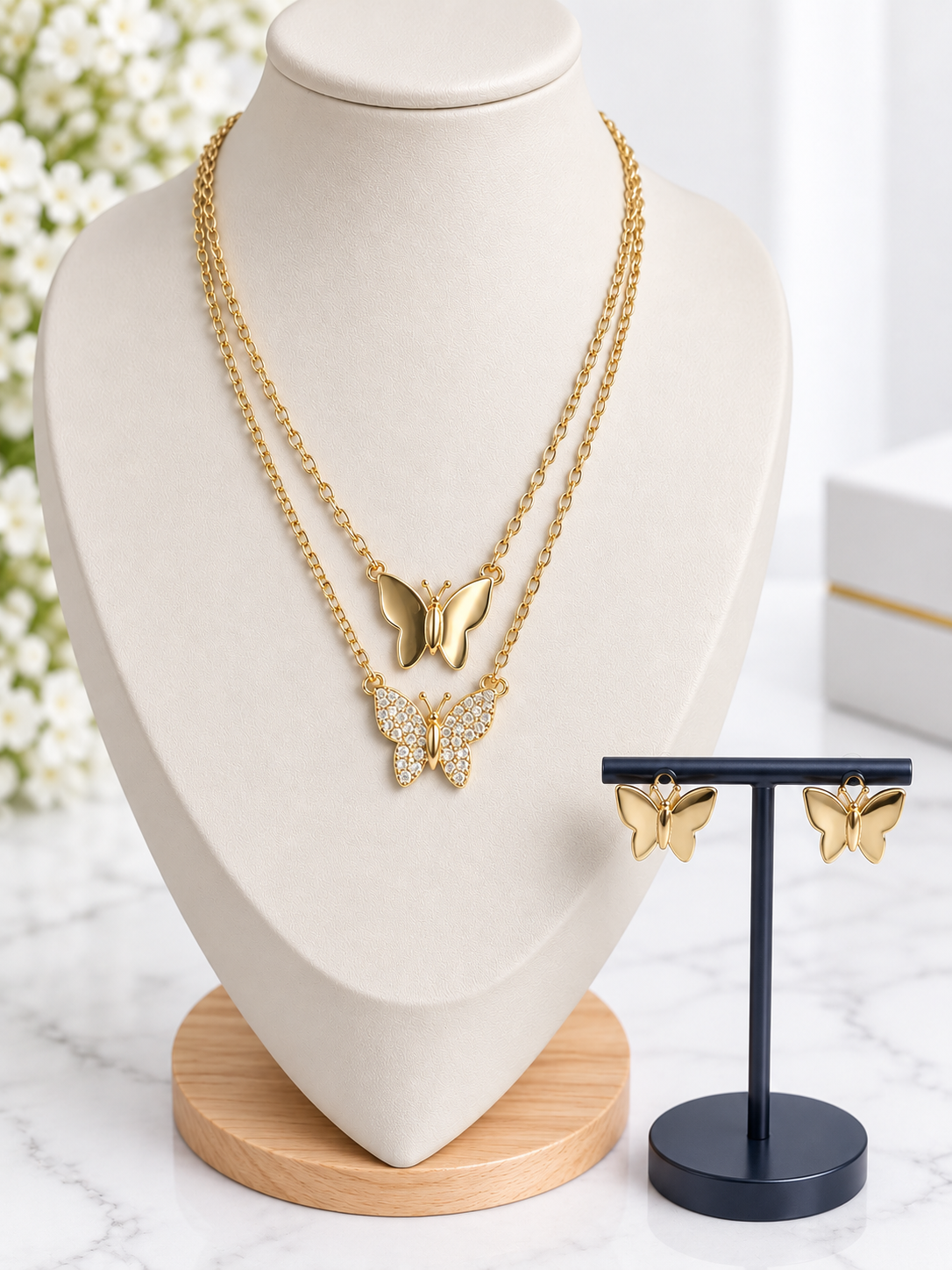 Double Layer Butterfly Jewelry Set