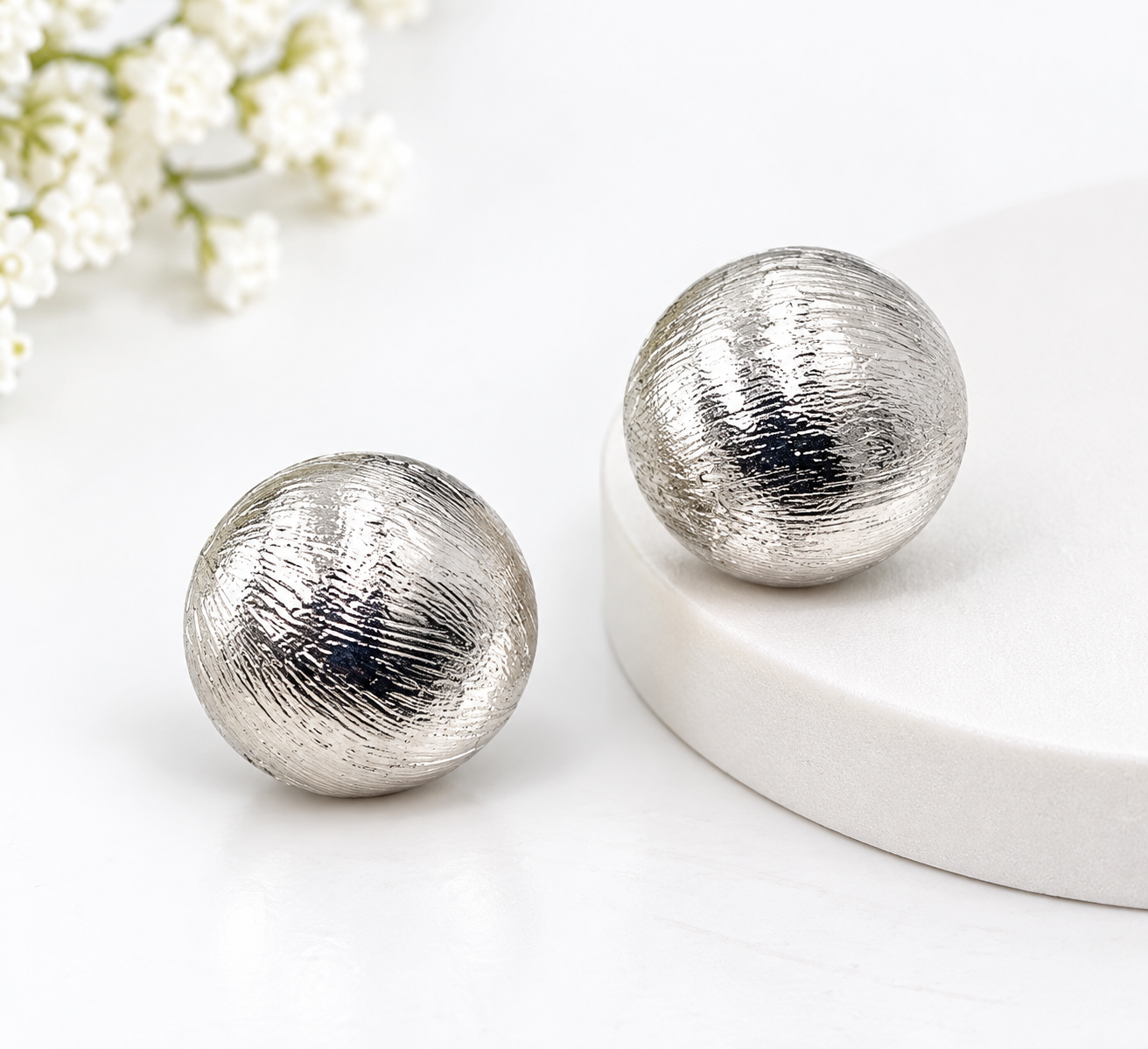 Bold Silver Ball Stud Earrings