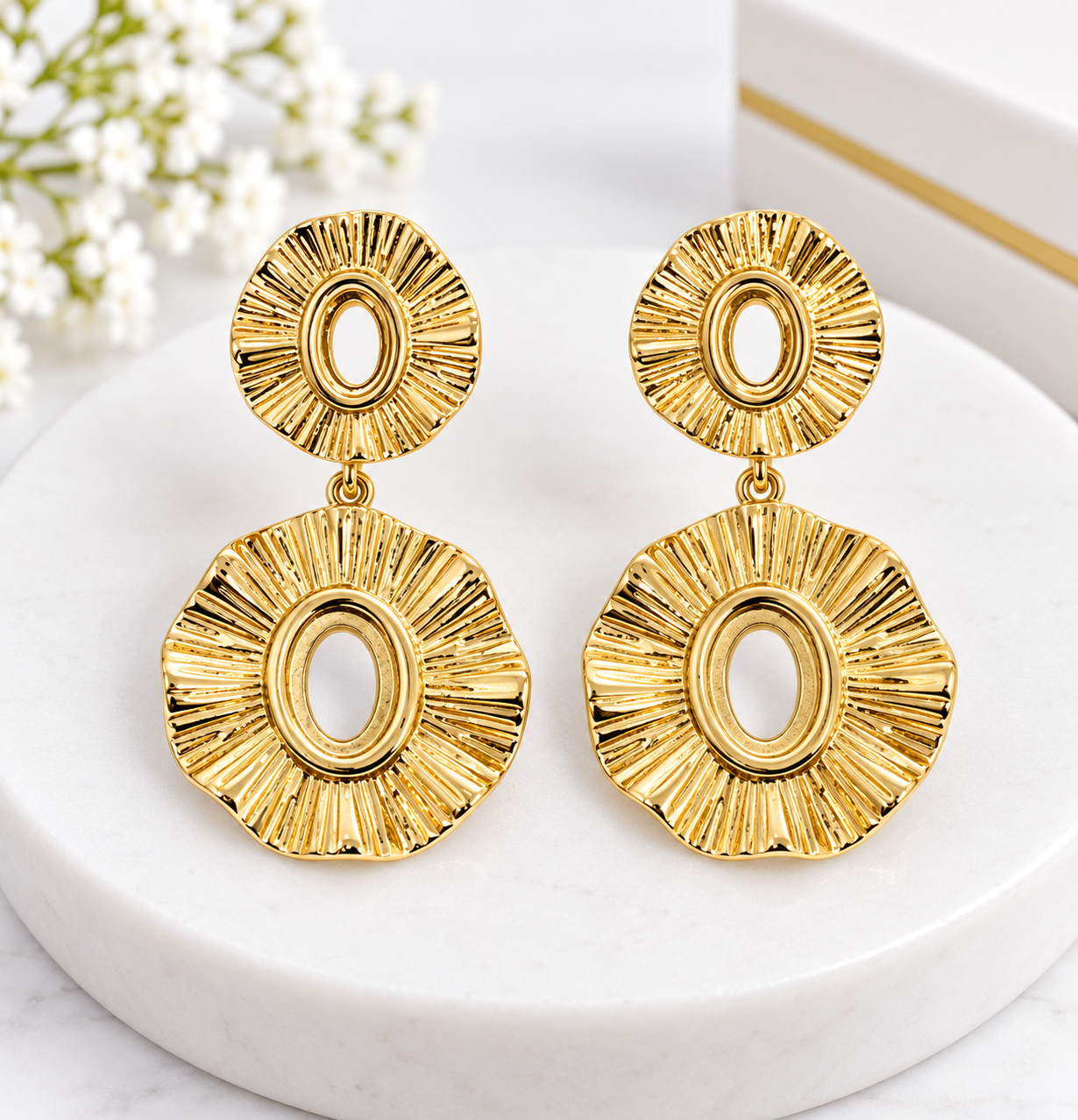Gold Geometric Statement Drop Earring