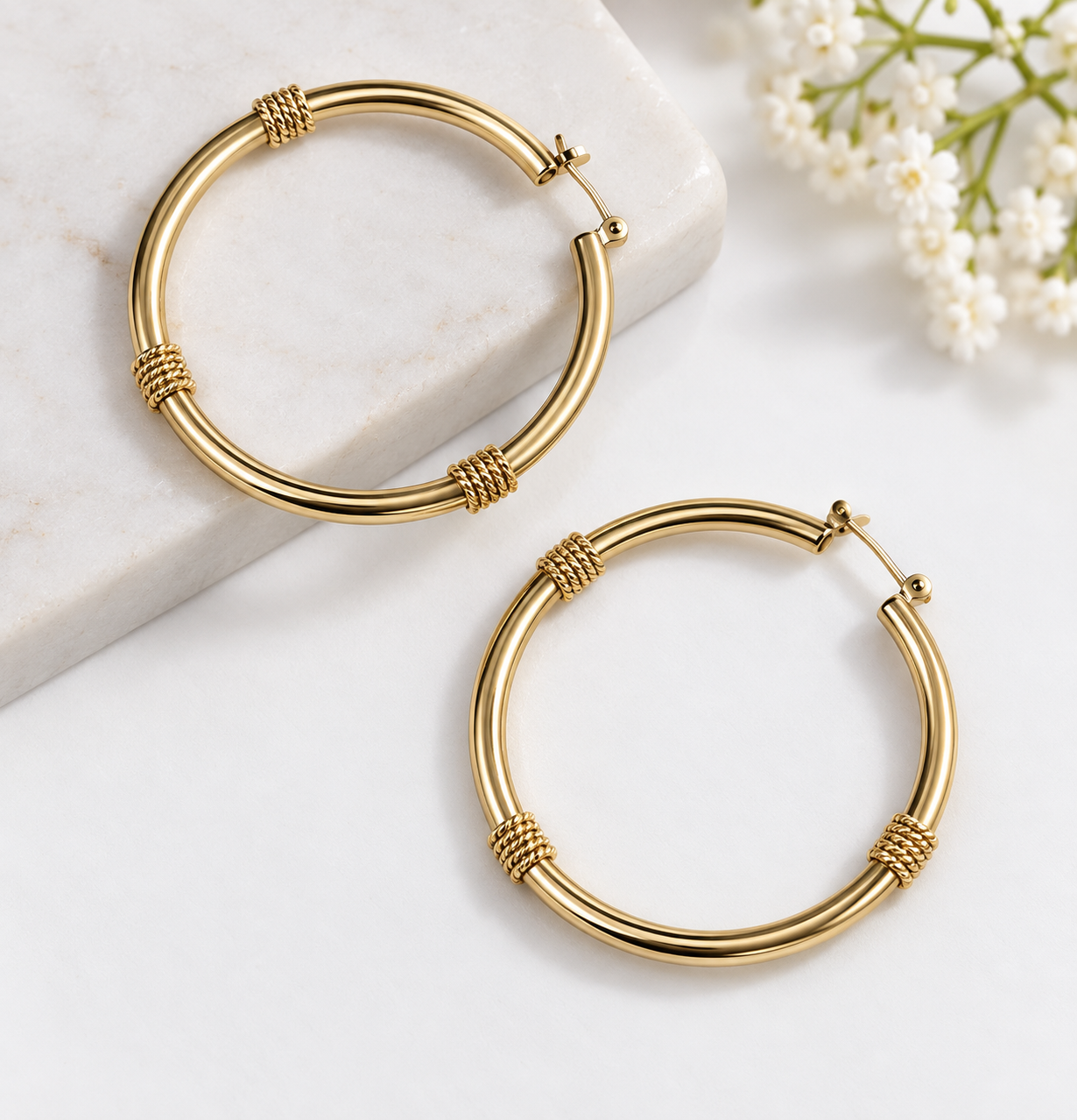 Textured Gold Hoop Earrings
