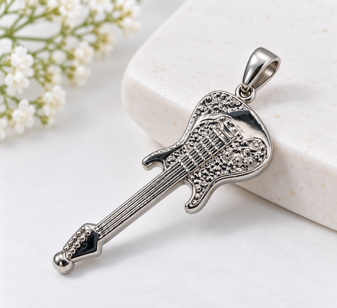 Silver Guitar Pendant