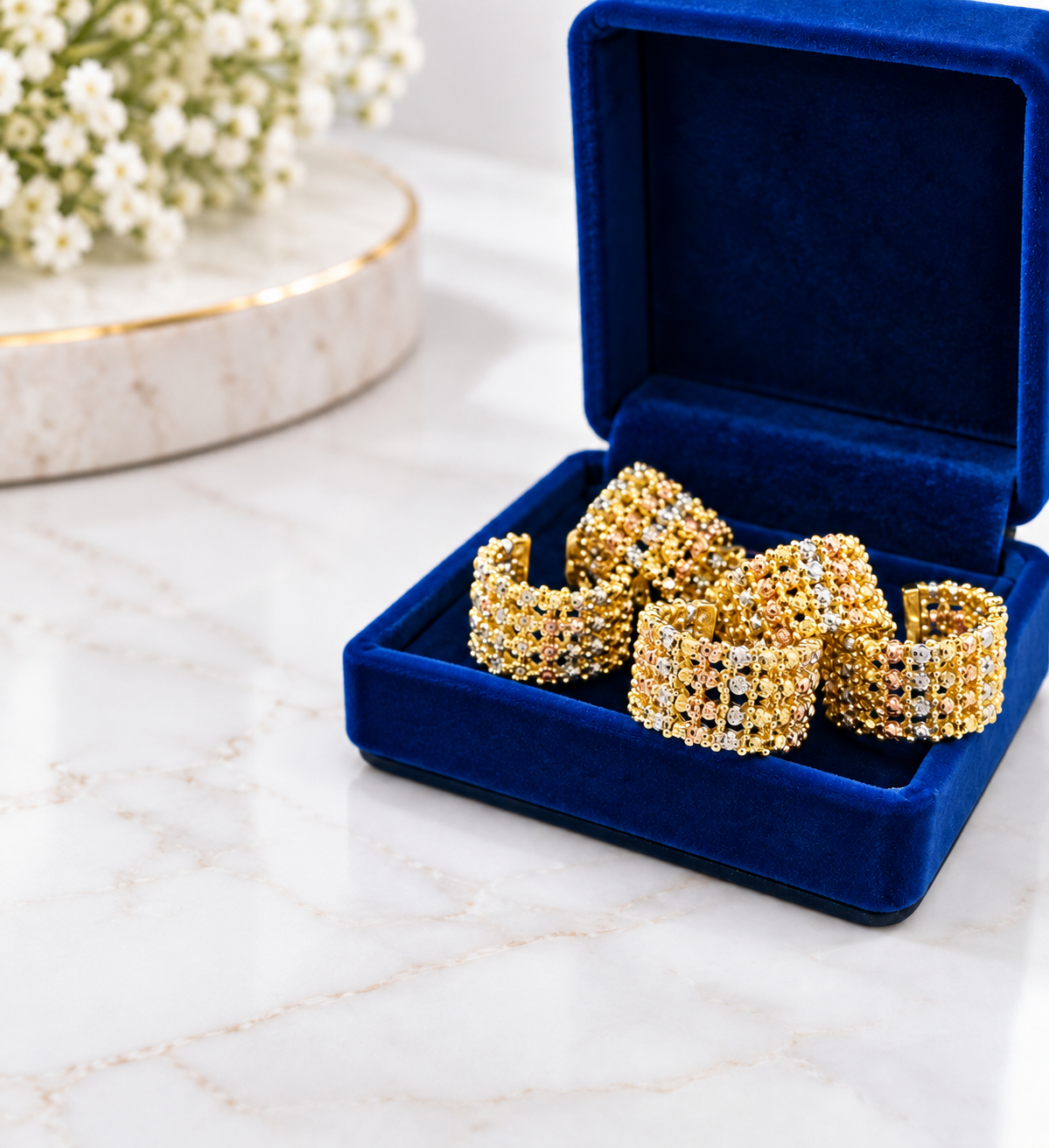 Three-Tone Diamond Cut Ring