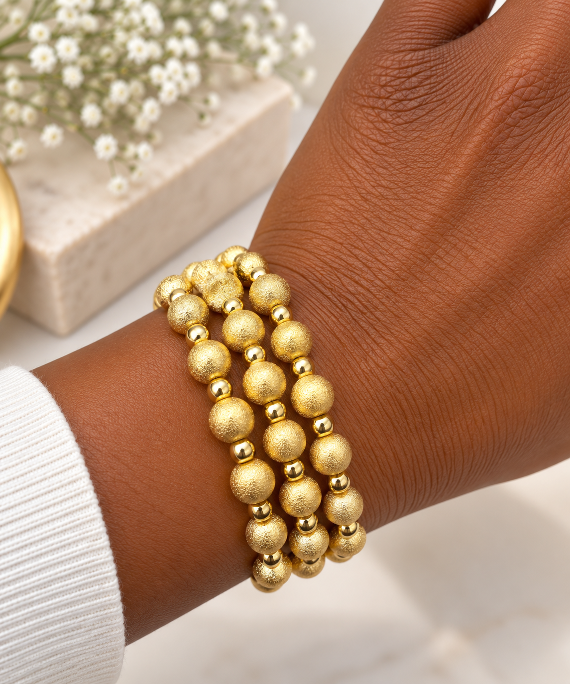 3 Piece Gold Stretch Bracelet