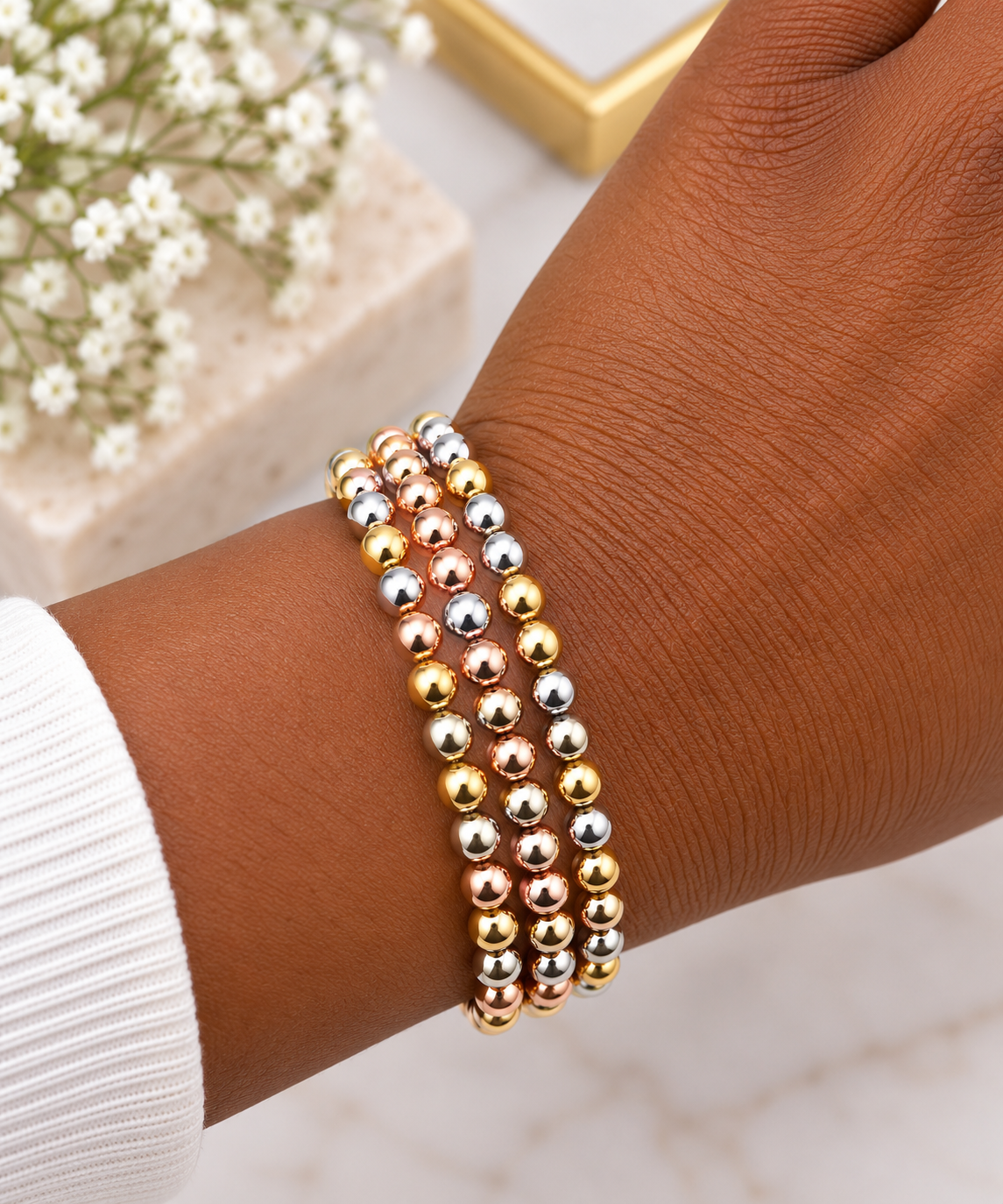 Three-tone 4mm Stretch Bracelet